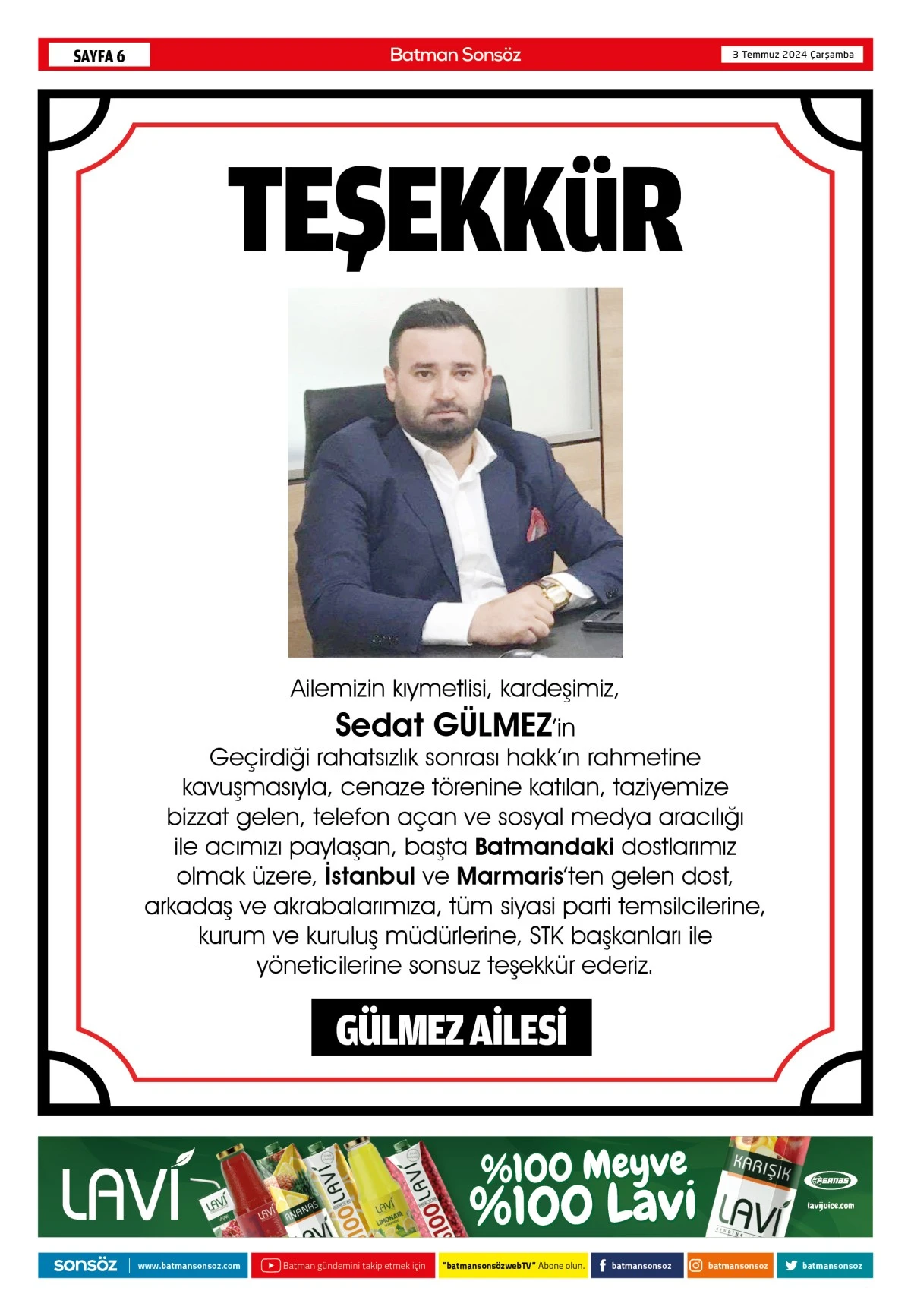 3 Temmuz 2024 e-gazete