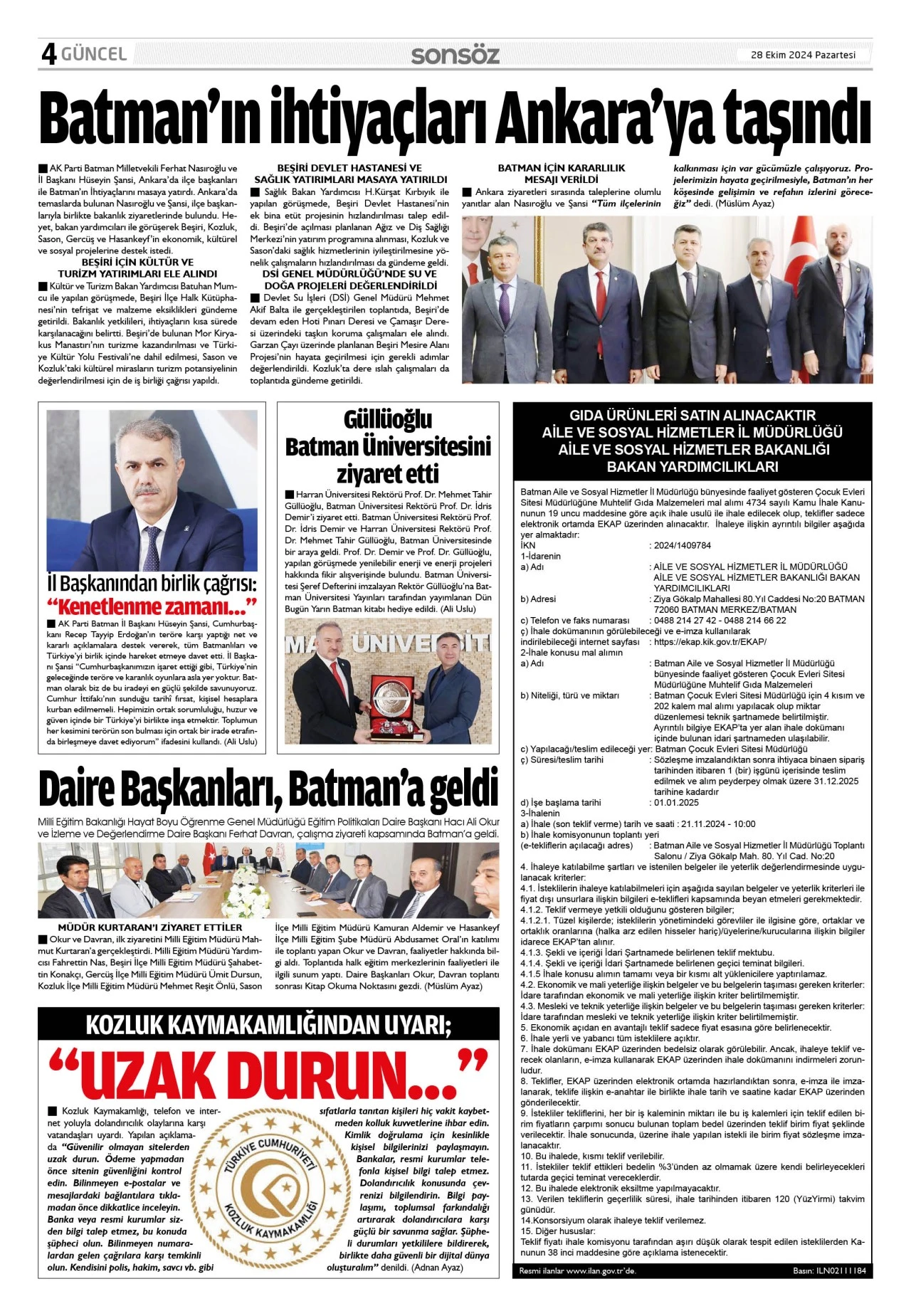 28 Ekim 2024 e-gazete