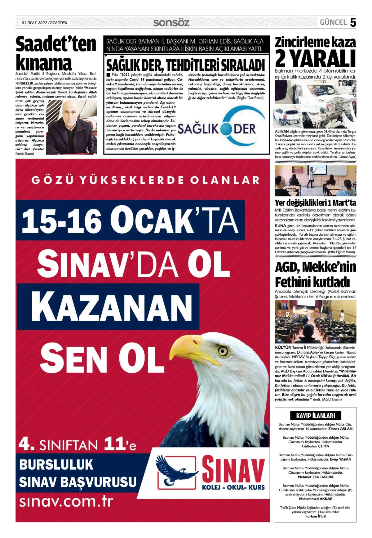 03 OCAK 2022 E-GAZETE