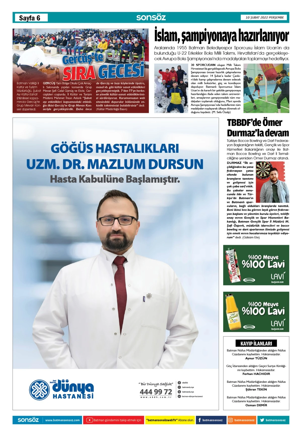 10 ŞUBAT 2022 E-GAZETE