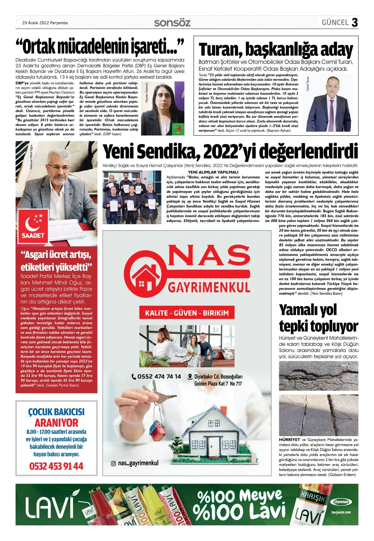 29 Aralık 2022 e-gazete