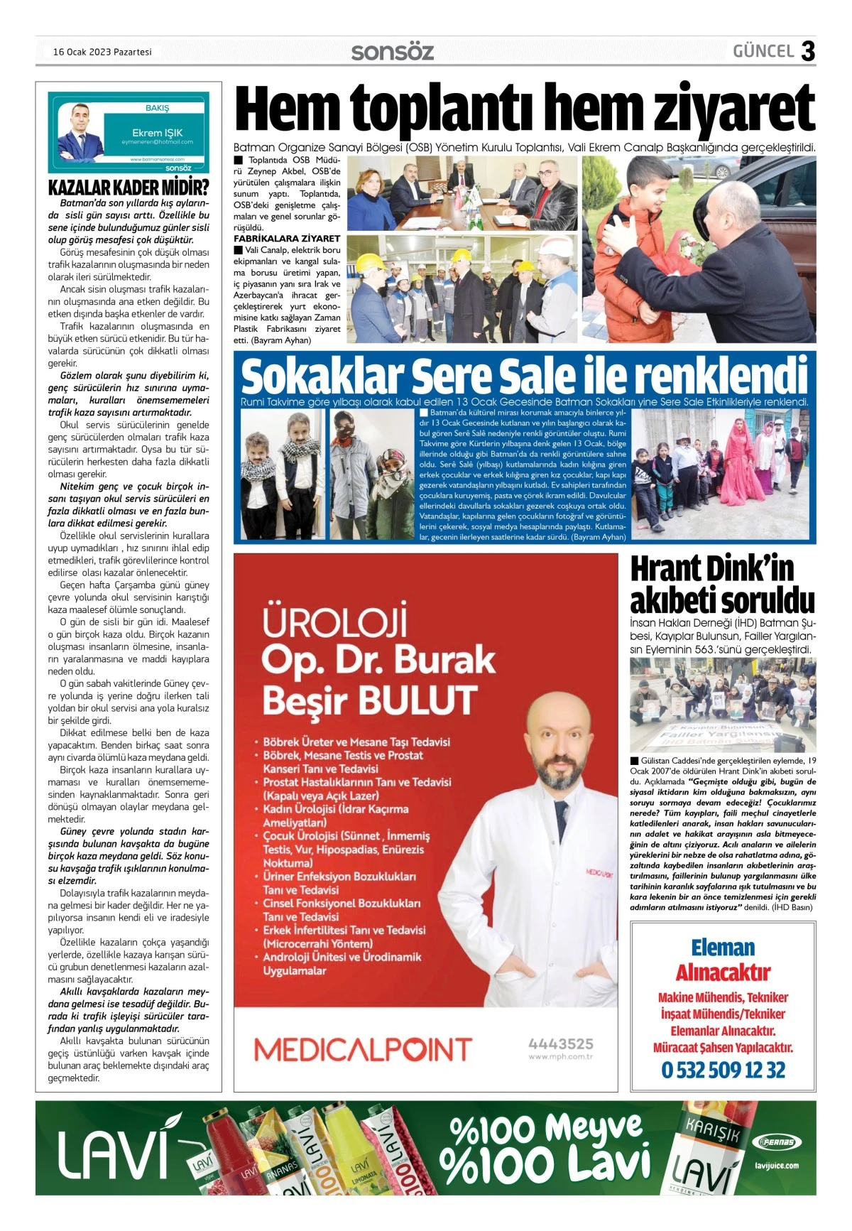 16 Ocak 2023 e-gazete