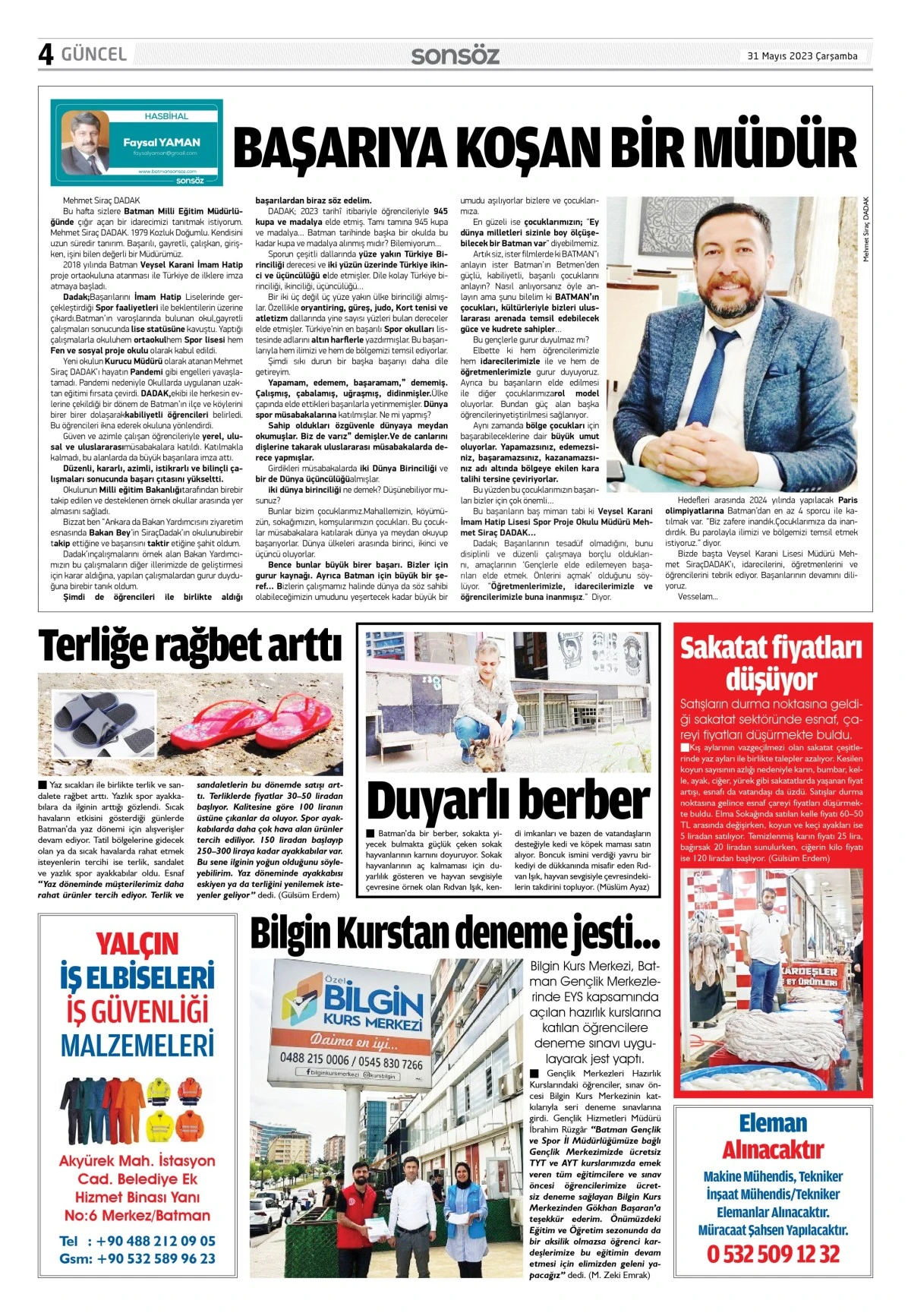 31 Mayıs 2023 e-gazete