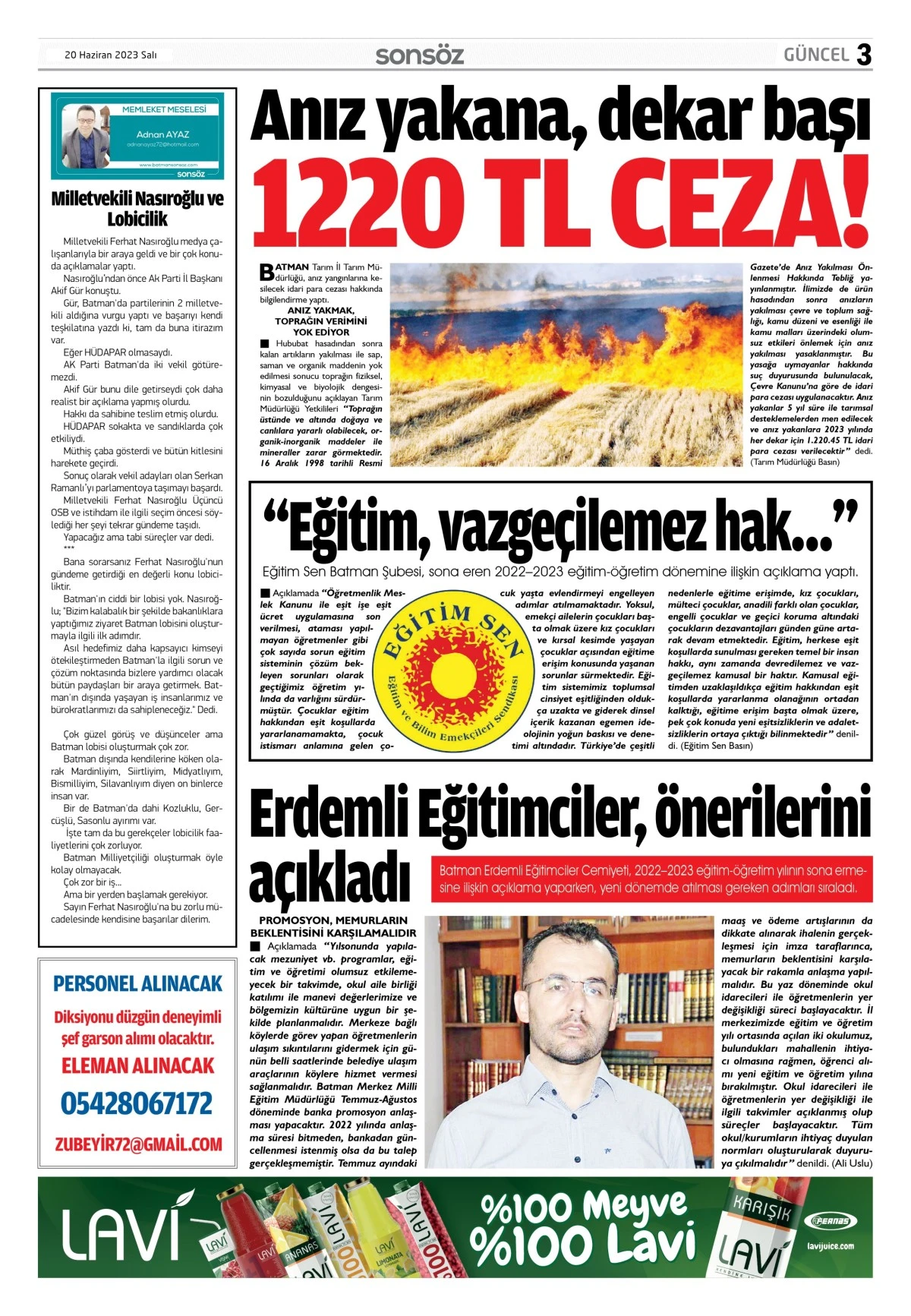 20 Haziran 2023 e-gazete