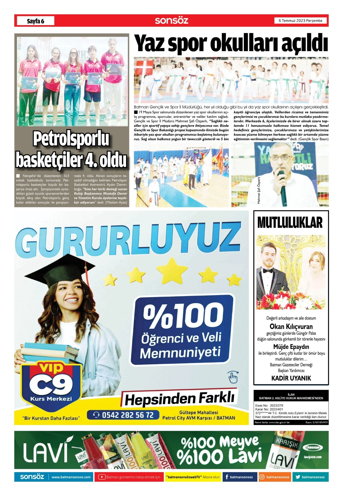 6 Temmuz 2023 e-gazete