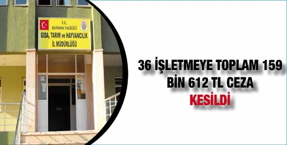 36 İŞLETMEYE TOPLAM 159 BİN 612 TL CEZA KESİLDİ