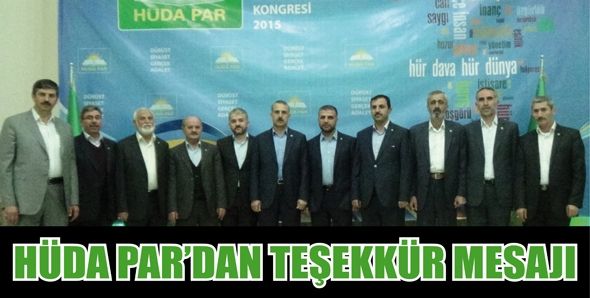 HÜDA PAR&#39;DAN TEŞEKKÜR MESAJI