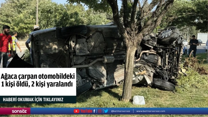 Ağaca çarpan otomobildeki 1 kişi öldü, 2 kişi yaralandı