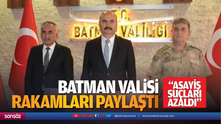 Batman Valisi, rakamları paylaştı; “Asayiş suçları azaldı”