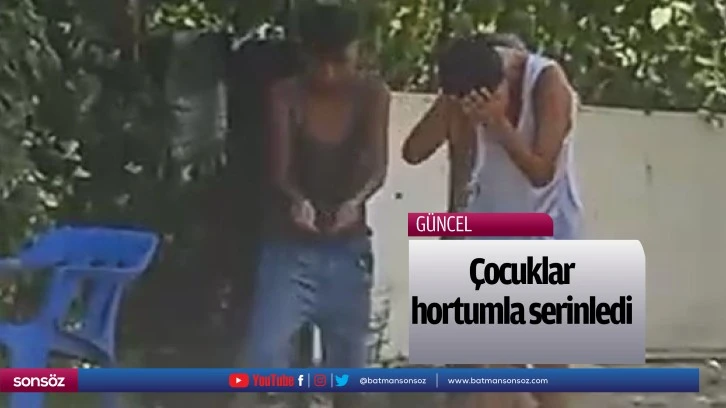 Çocuklar hortumla serinledi