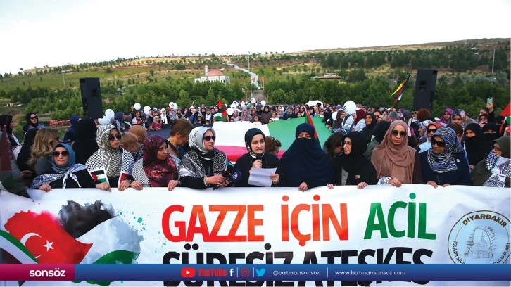 Diyarbakır'da kadınlar, İsrail'in Gazze'ye yönelik saldırılarını protesto etti