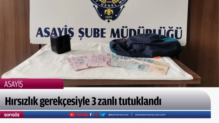 Hırsızlık gerekçesiyle 3 zanlı tutuklandı