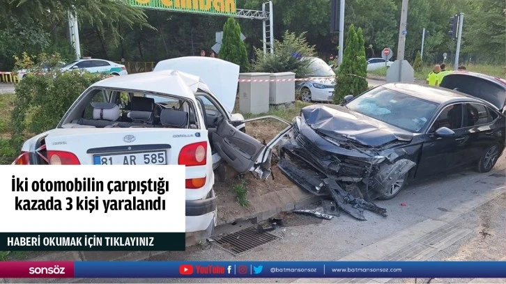 İki otomobilin çarpıştığı kazada 3 kişi yaralandı