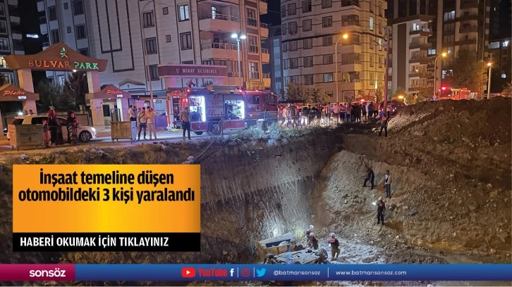 İnşaat temeline düşen otomobildeki 3 kişi yaralandı