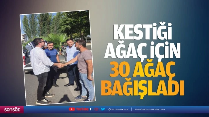 Kestiği ağaç için 30 ağaç bağışladı