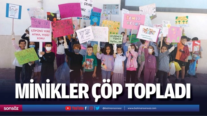 Minikler çöp topladı