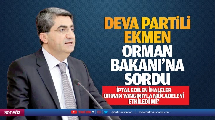 DEVA Partili Ekmen, Orman Bakanı’na sordu:  İptal edilen ihaleler orman yangınıyla mücadeleyi etkiledi mi?