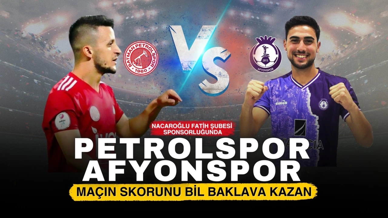 Nacaroğlu Fatih Şubesi Sponsorluğunda Petrolspor – Afyonspor maçın skorunu bil baklava kazan