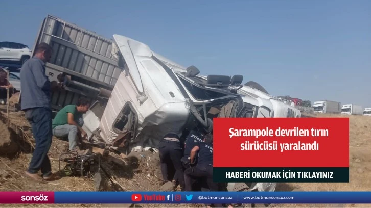 Şarampole devrilen tırın sürücüsü yaralandı