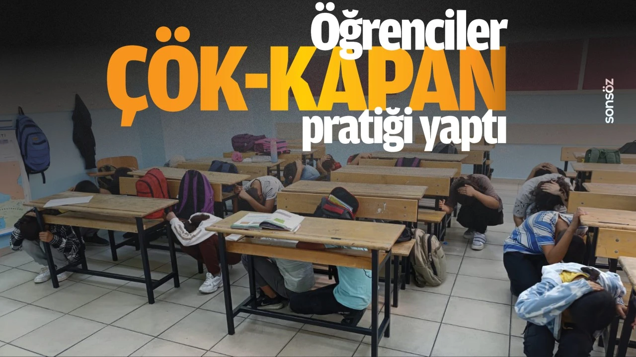 Öğrenciler çök-kapan pratiği yaptı