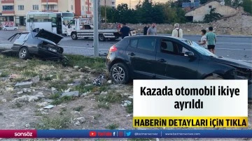  3 kişinin yaralandığı kazada otomobil ikiye ayrıldı