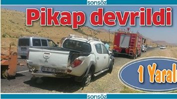 PİKAP DEVRİLDİ: 1 YARALI