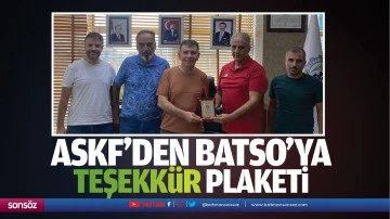 ASKF’den BATSO’ya teşekkür plaketi