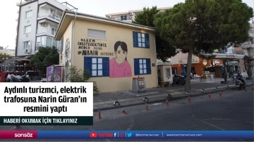 Aydınlı turizmci, elektrik trafosuna Narin Güran'ın resmini yaptı