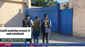 Çeşitli suçlardan aranan 14 zanlı tutuklandı