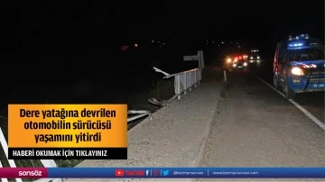 Dere yatağına devrilen otomobilin sürücüsü yaşamını yitirdi