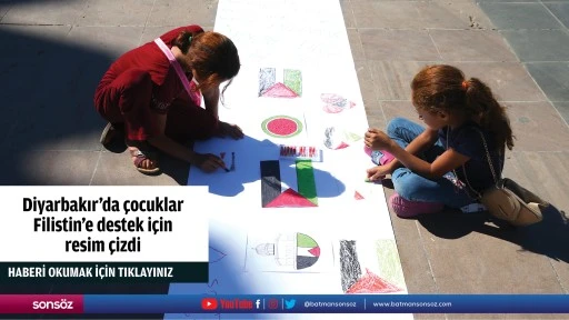 Diyarbakır’da çocuklar  Filistin’e destek için  resim çizdi