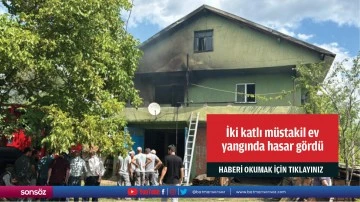 İki katlı müstakil ev yangında hasar gördü