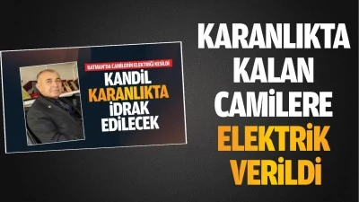 Karanlıkta kalan camilere elektrik verildi