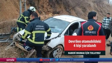 Mardin’de devrilen otomobildeki 4 kişi yaralandı