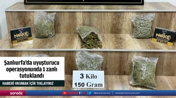 Şanlıurfa'da uyuşturucu operasyonunda 1 zanlı tutuklandı