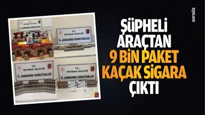 Şüpheli araçtan 9 bin paket kaçak sigara çıktı